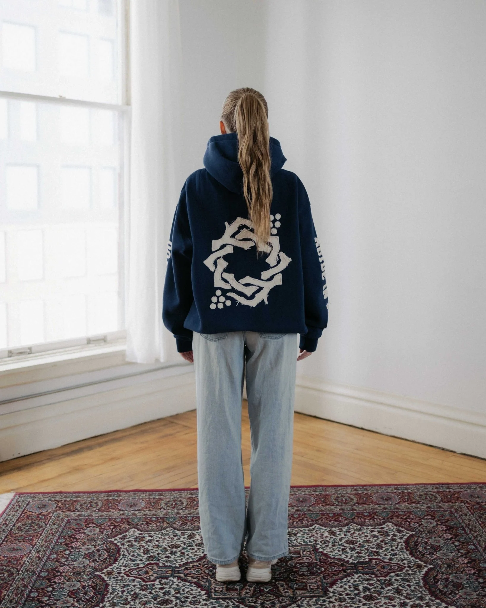 "Abide" Navy Comfort Hoodie - Image 4