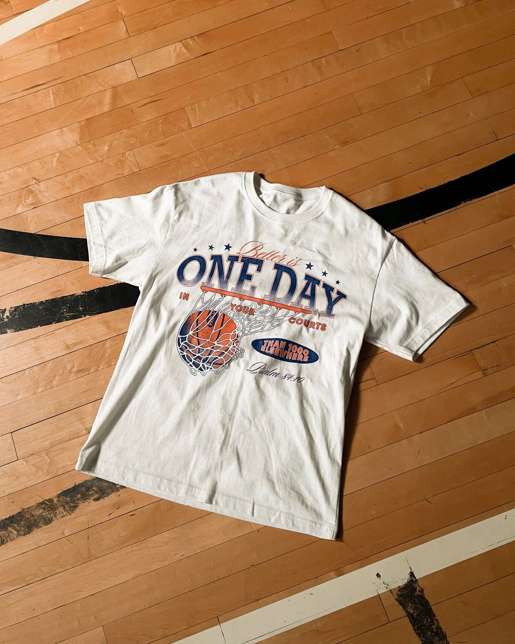 "Stay True X Courts of The Lord" Off-White Tee - Image 4