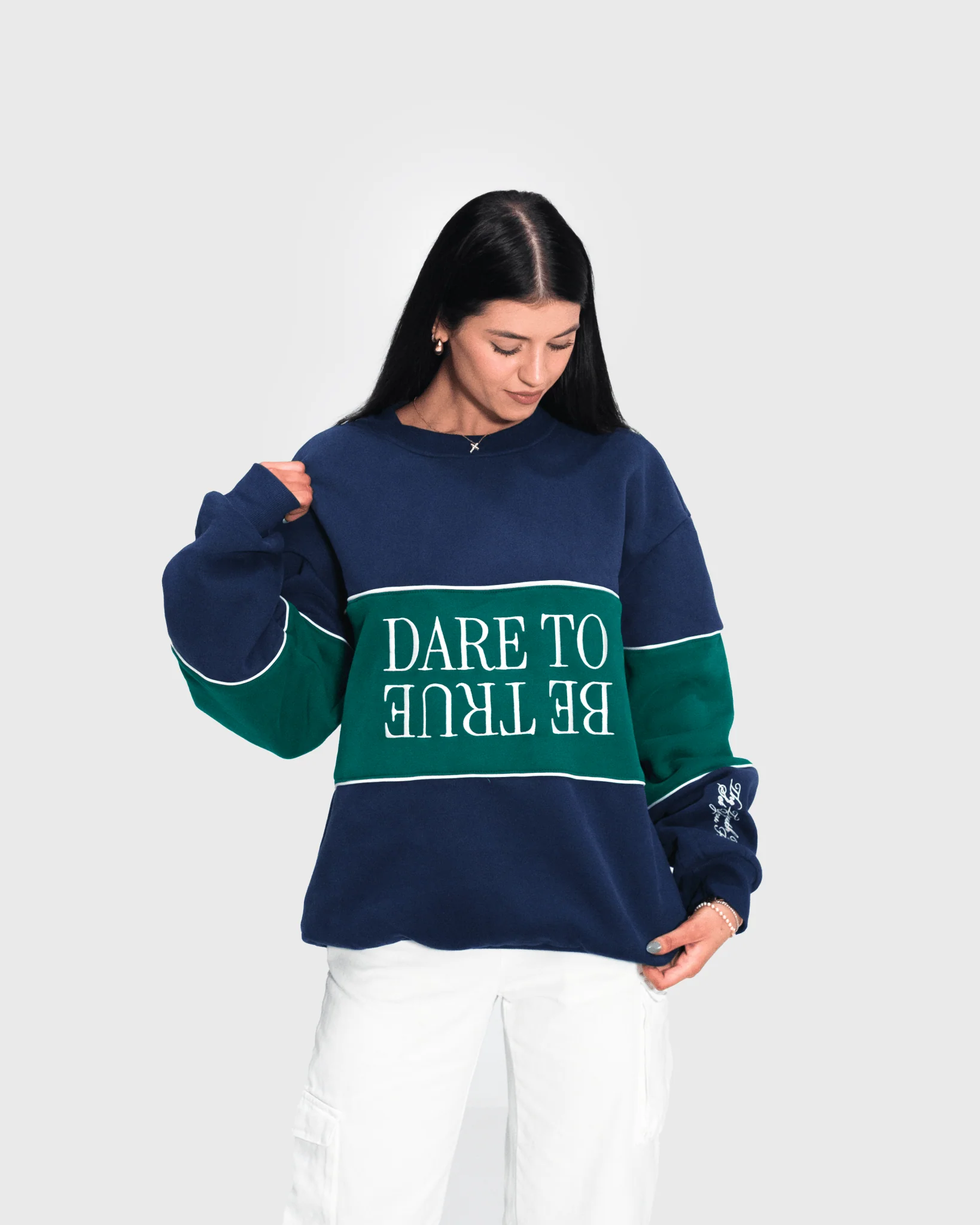 "Dare To Be True" Color-Block Comfort Crewneck - Image 4
