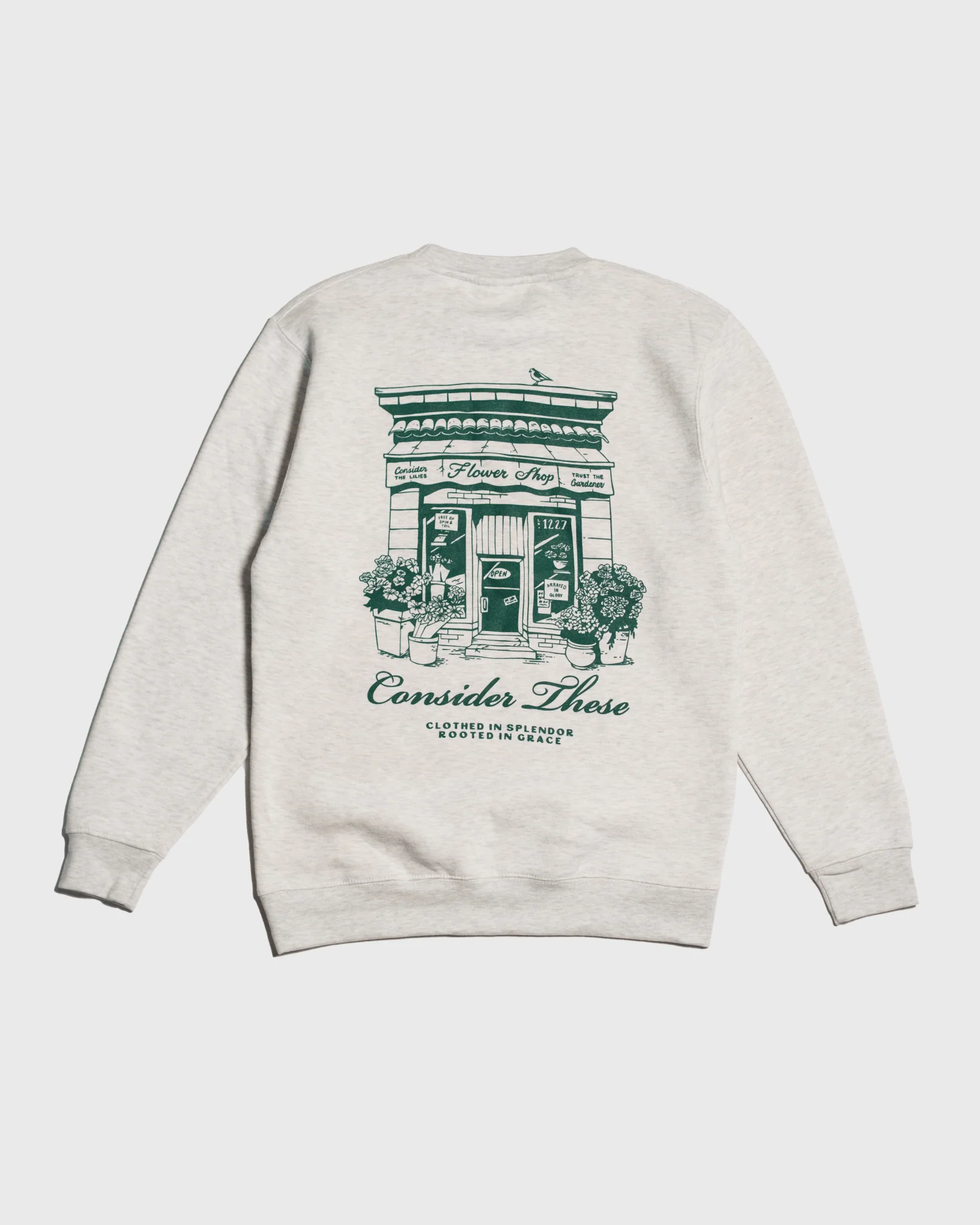 "God's Flower Shop" Oatmeal Crewneck - Image 4