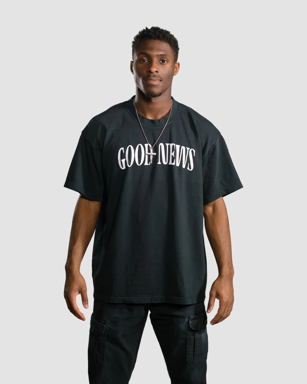 "Good News - Paper Boy" Black Heavyweight Tee - Image 4
