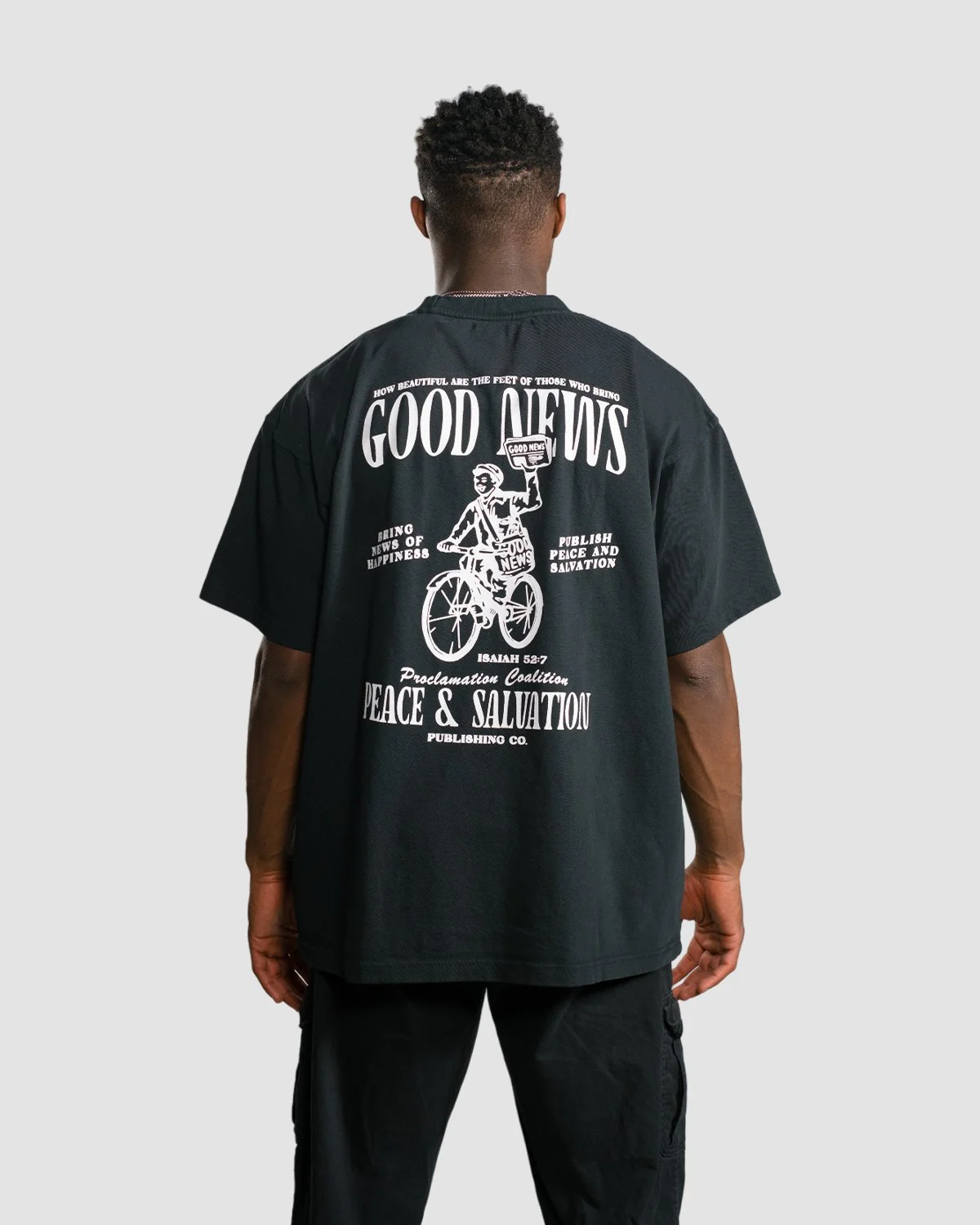 "Good News - Paper Boy" Black Heavyweight Tee - Image 5