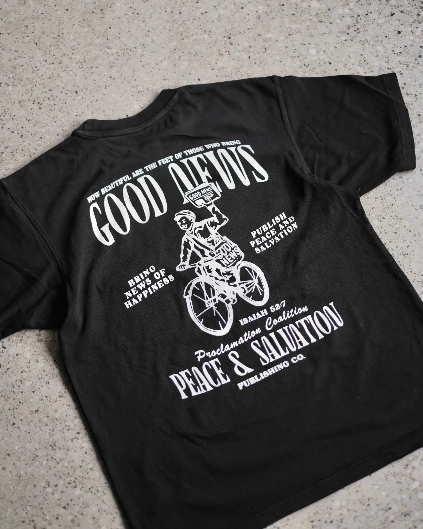 "Good News - Paper Boy" Black Heavyweight Tee - Image 8