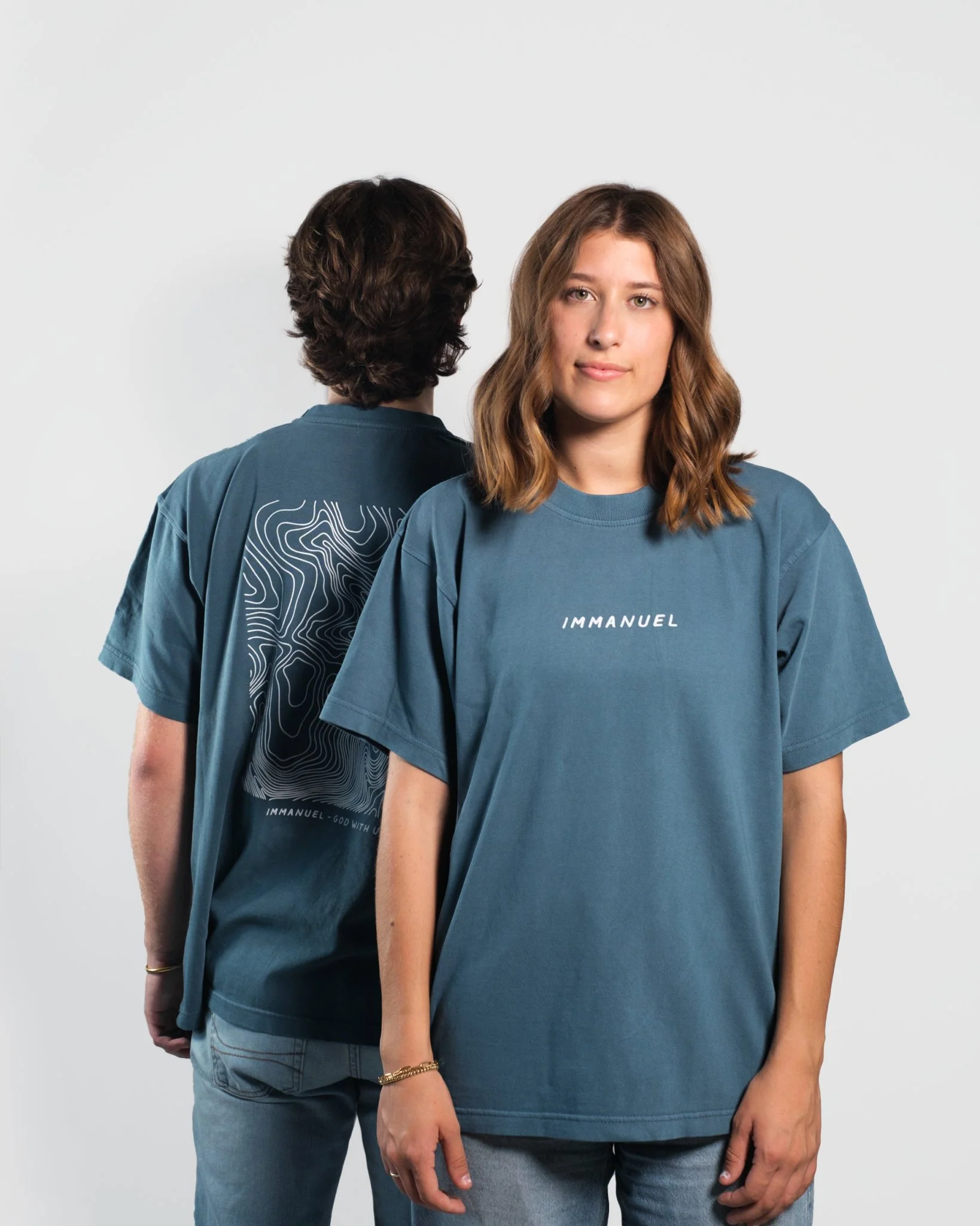 "Immanuel - Where Jesus Walked" Faded Blue Heavyweight Tee - Image 10