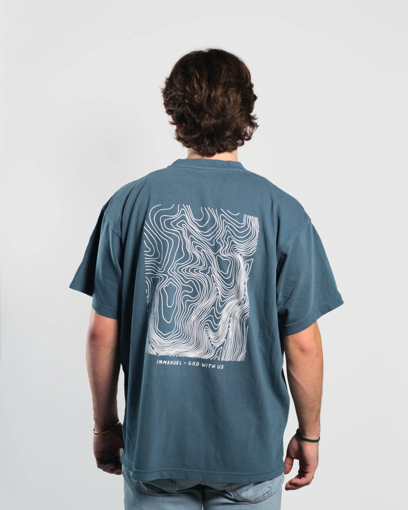 "Immanuel - Where Jesus Walked" Faded Blue Heavyweight Tee - Image 6