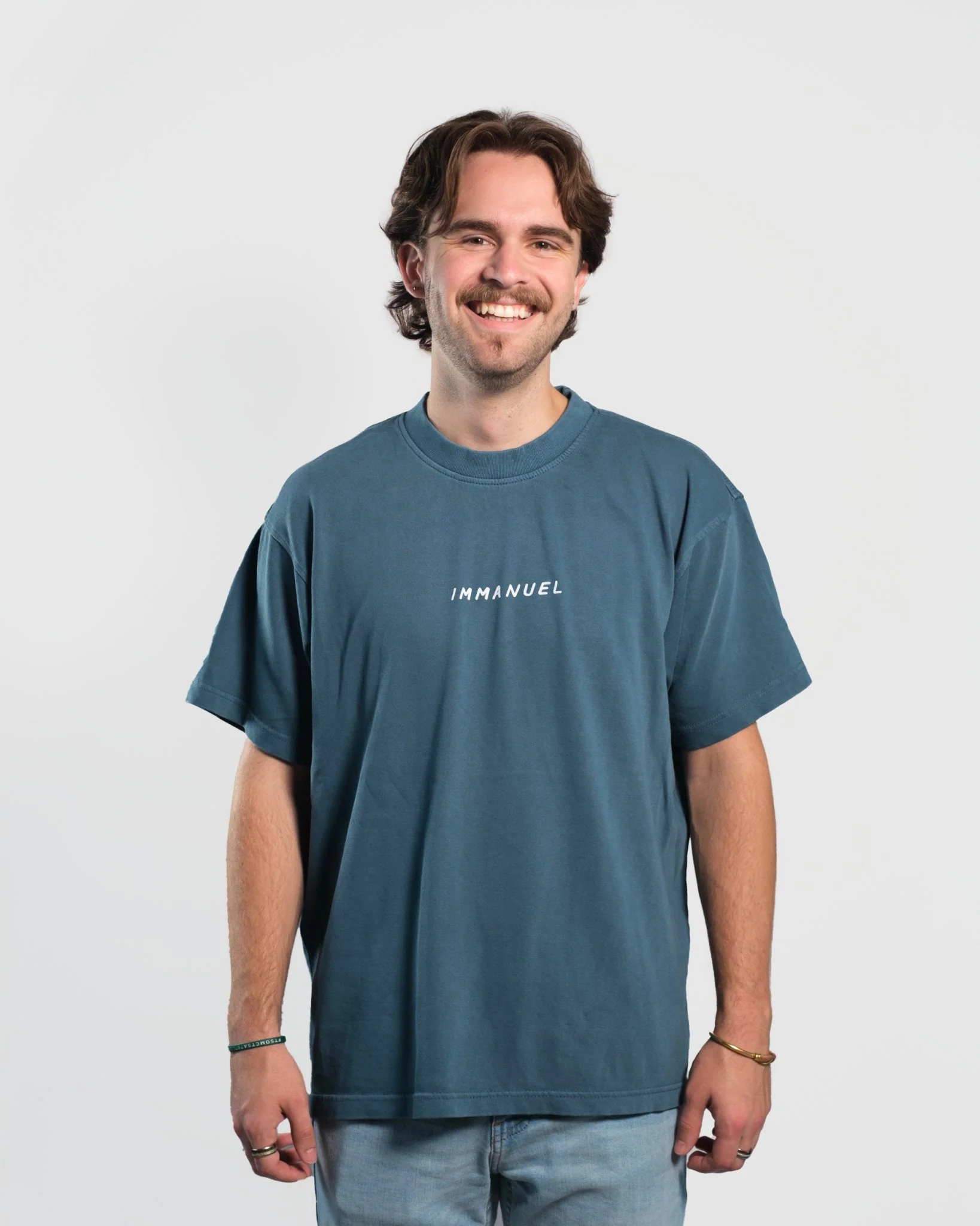 "Immanuel - Where Jesus Walked" Faded Blue Heavyweight Tee - Image 7
