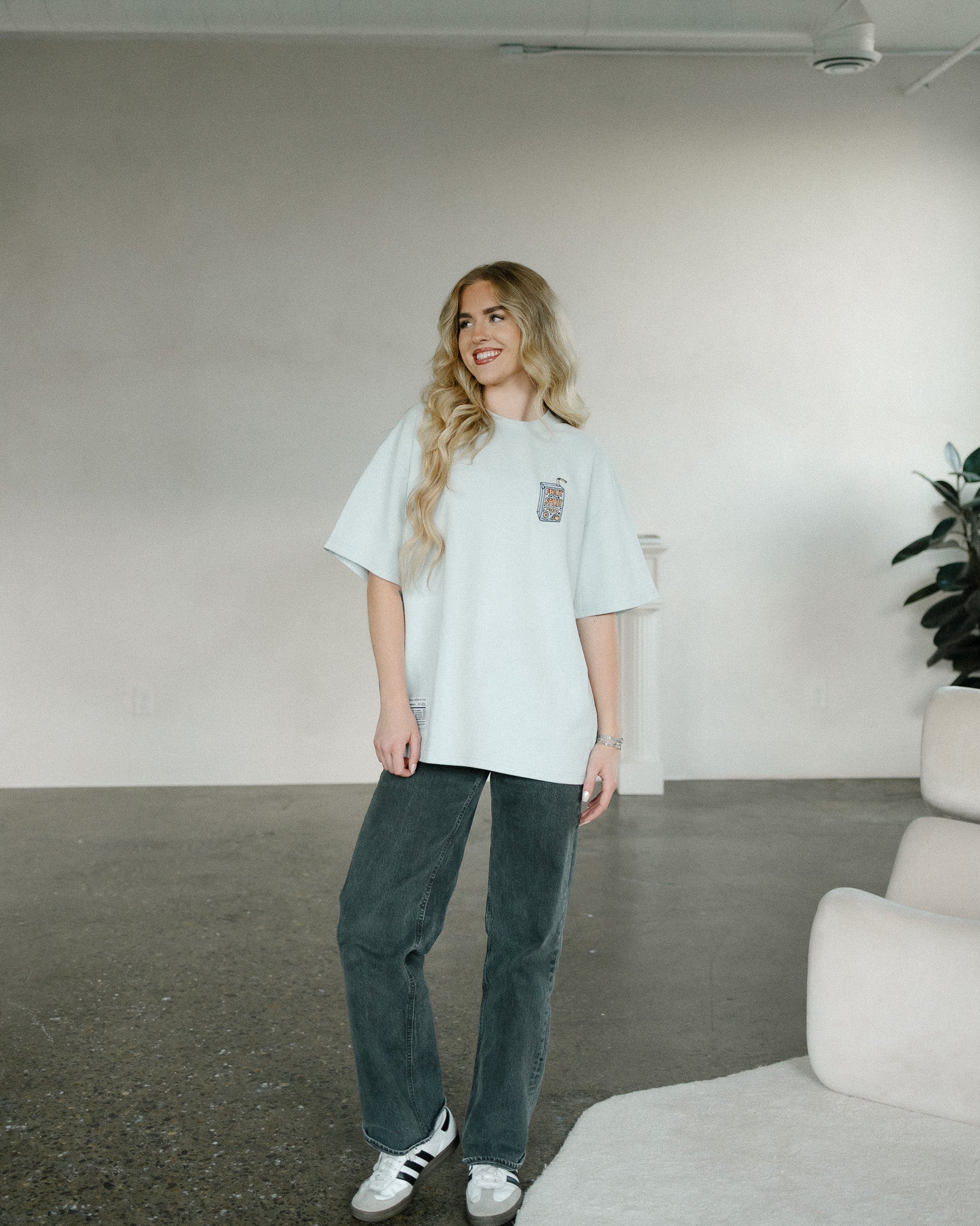 "Juice Box" Blue Mist Essential Tee - Image 6
