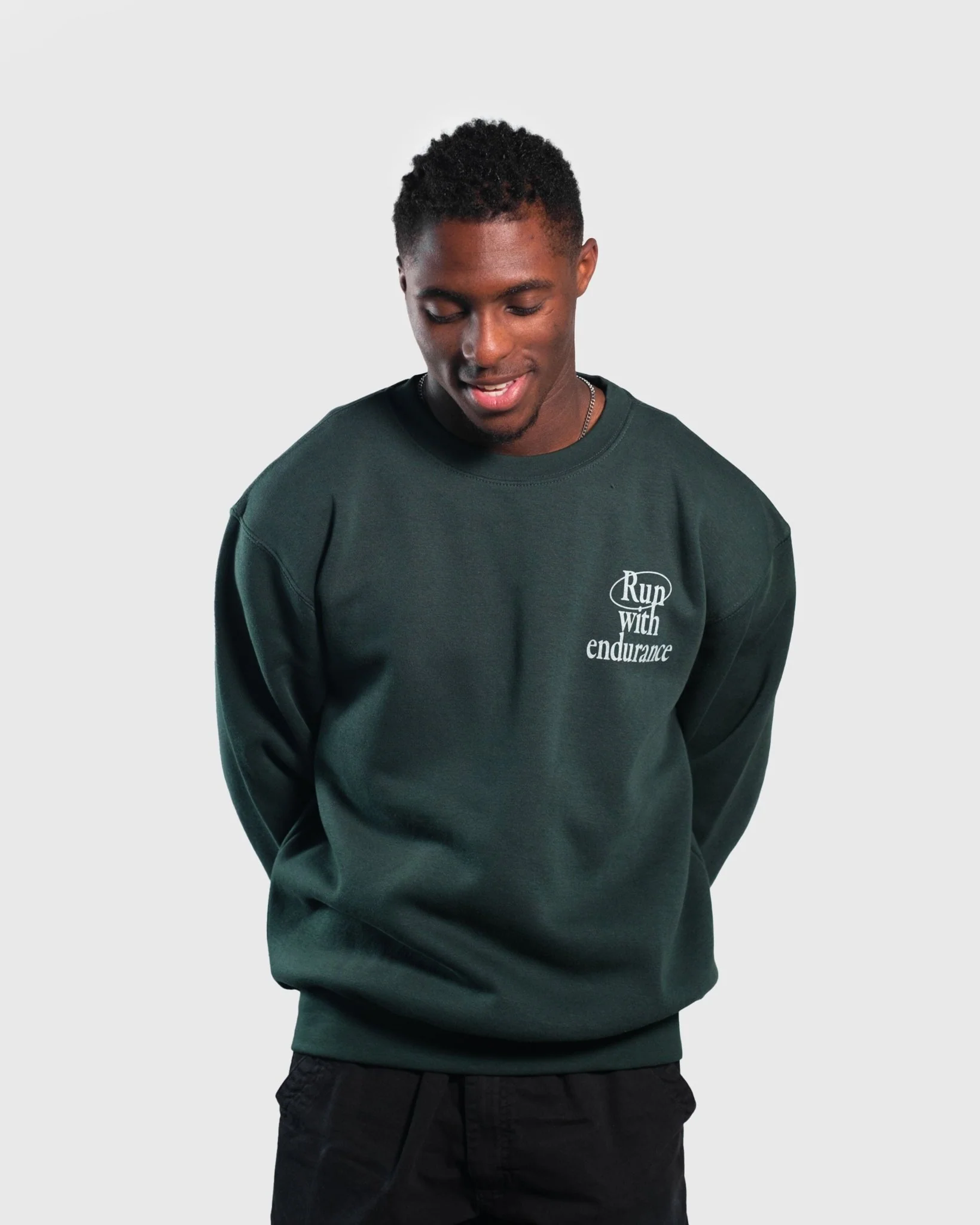 "Run With Endurance" Pine Green Crewneck - Image 4