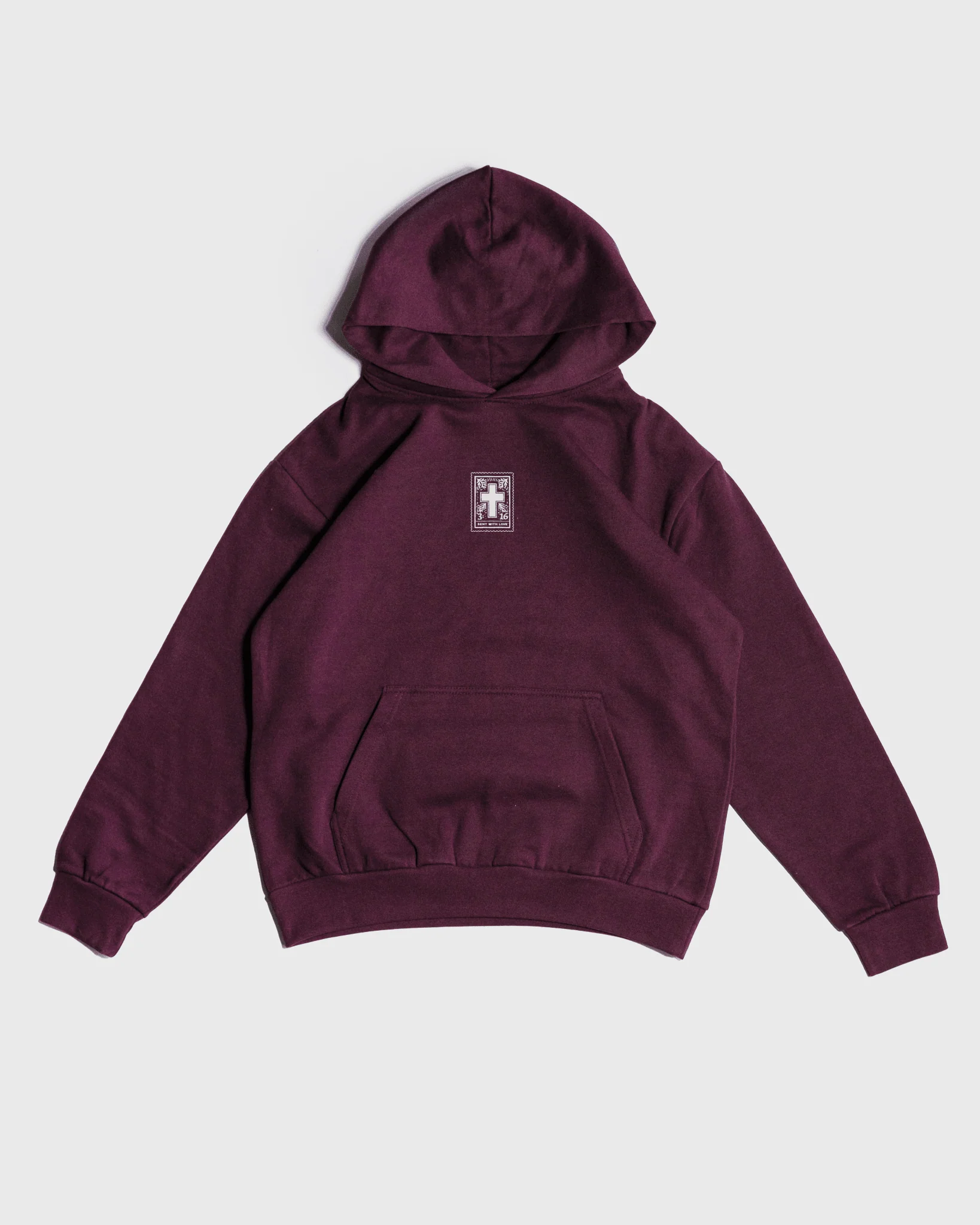 "Sent With Love" Wine Heavyweight Hoodie - Image 4