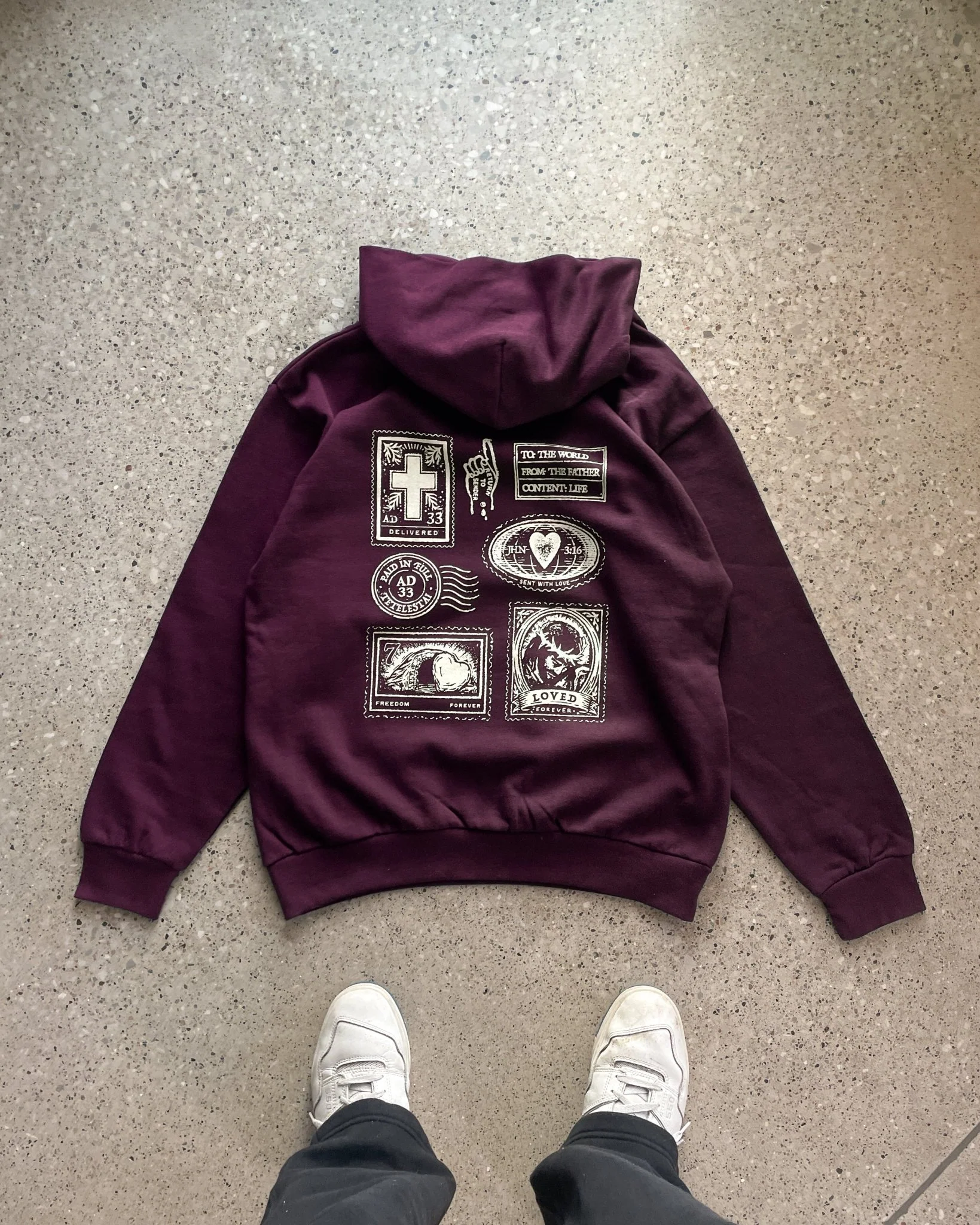 "Sent With Love" Wine Heavyweight Hoodie - Image 5