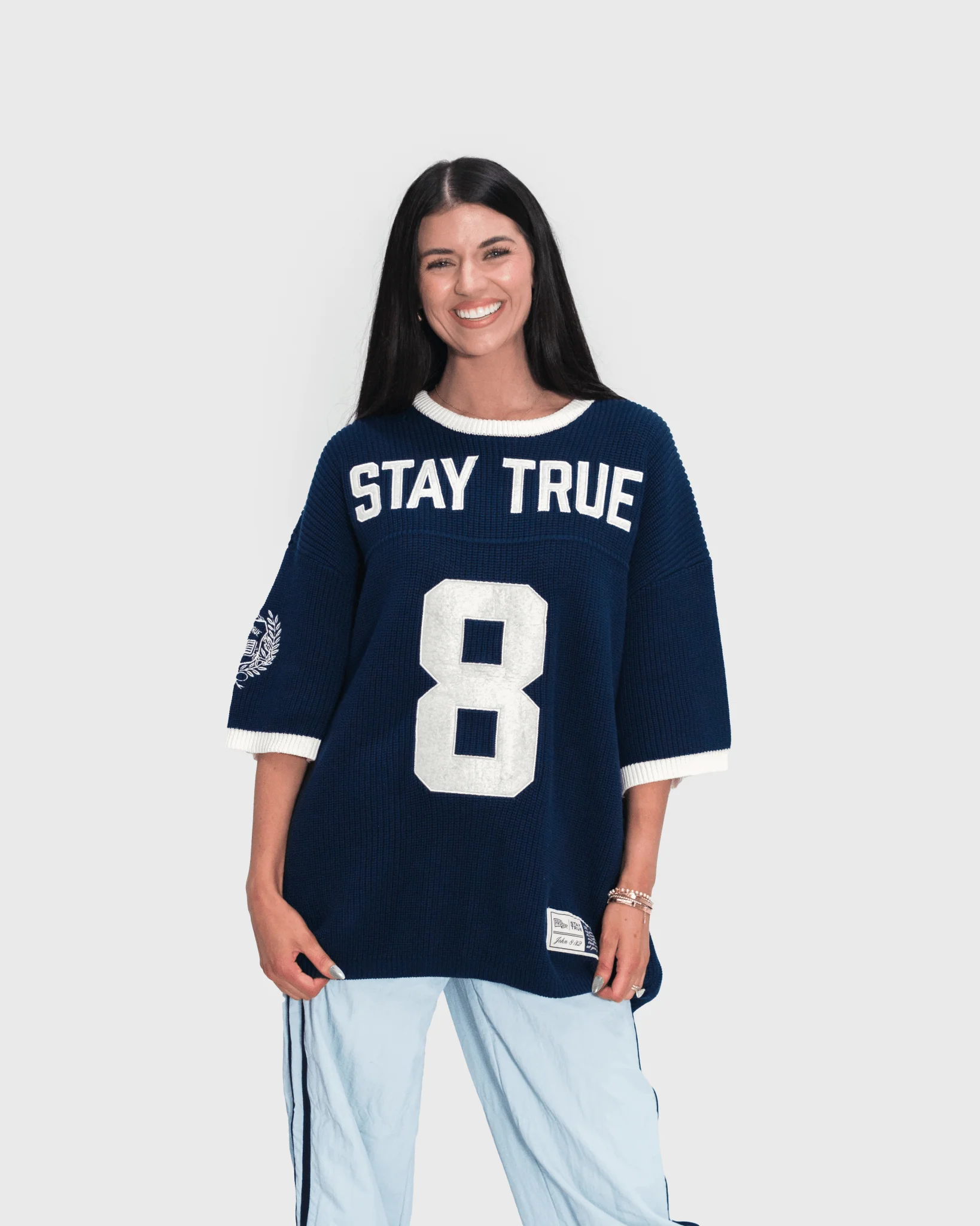 "Stay True" Navy Knit Jersey - Image 8